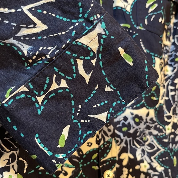 Van Heusen 100% Cotton 3/4 Sleeve Top with Adjustment Sleeve Multicolored Print - Picture 2 of 14